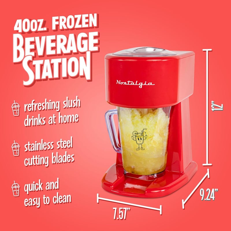 Nostalgia Retro 40-Ounce Frozen Beverage Station - Slushie Machine and Ice Shaver with Automatic Mixing for Soda, Cocktails and Margaritas - Easy & Safe Use - Red - Image 3